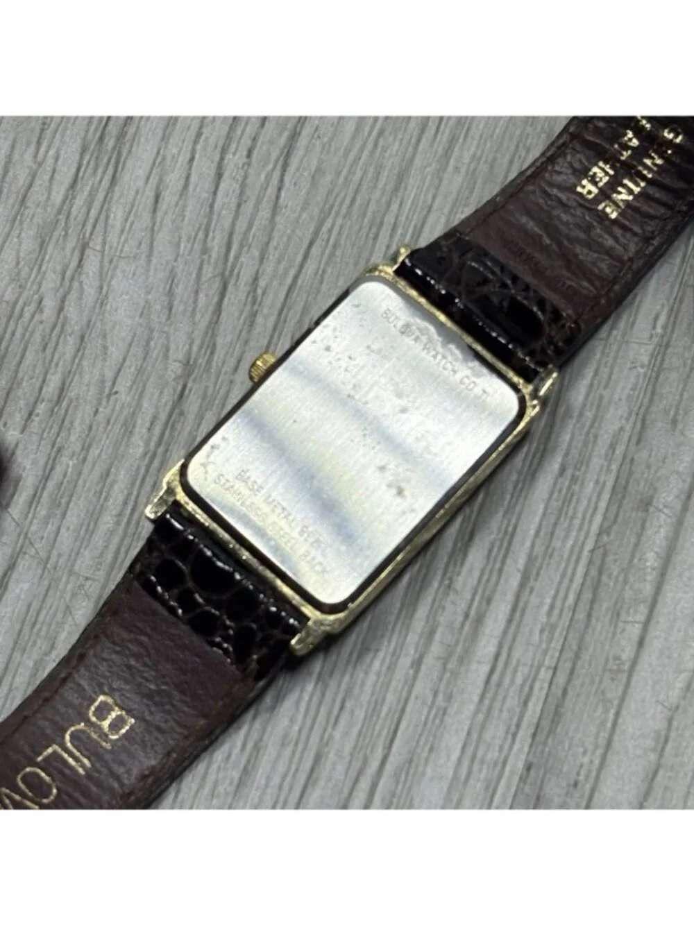 Vintage Bulova Watch Co Men's Watch Black Leather Band - Needs Battery
